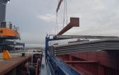 Europe Cargo Handle Transshipment Breakbulk Operation of Steel Pillars