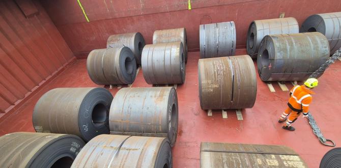 Europe Cargo Handle Transshipment Breakbulk Operation of Steel Pillars