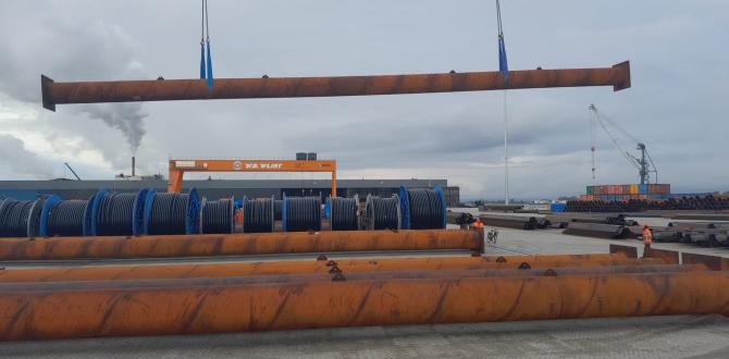 Europe Cargo Handle Transshipment Breakbulk Operation of Steel Pillars
