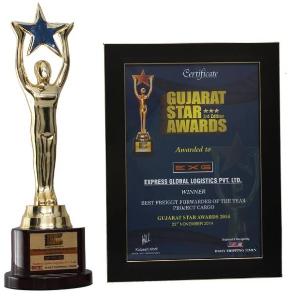 EXG in India Win ''2014 Gujarat Star Project Forwarder Award''