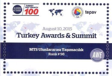MTS Awarded as one of the Top 100 Fastest Growing Companies in Turkey