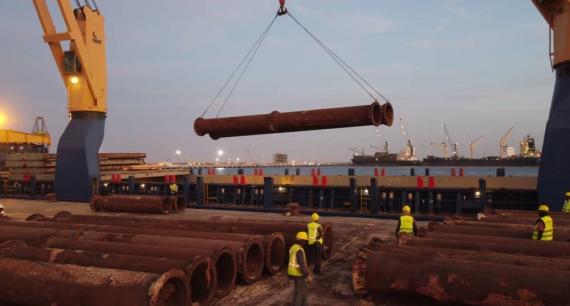 BSMG Load 3,800mt of Heavy Water Pipes at Port of Nouakchott