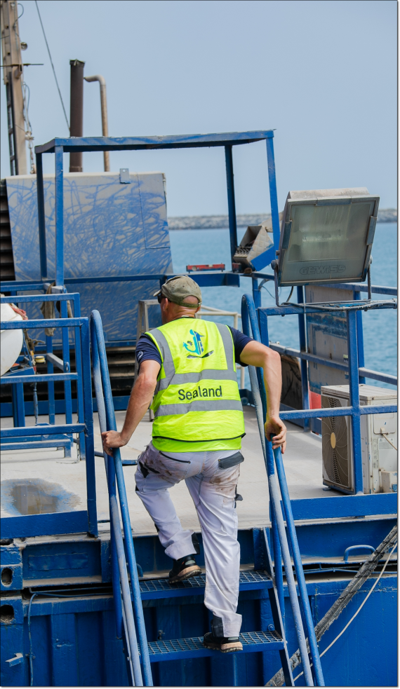 Sealand Shipping Triumph with Seamless Barge Load