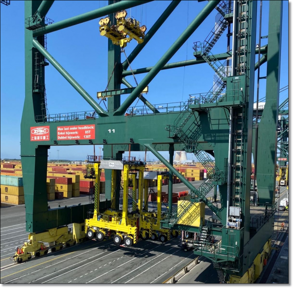Europe Cargo Move Kalmar Hybrid Straddle Carriers to Antwerp